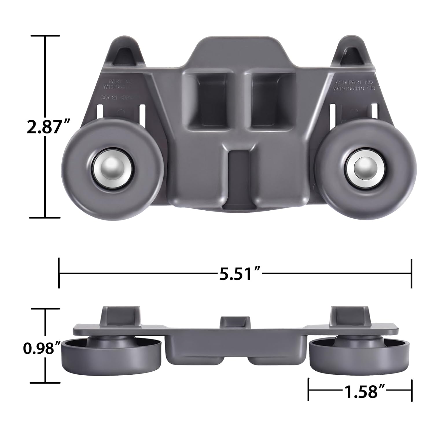 W10195416 KitchenAid Dishwasher Rack Wheels Compatible Whirlpool Maytag