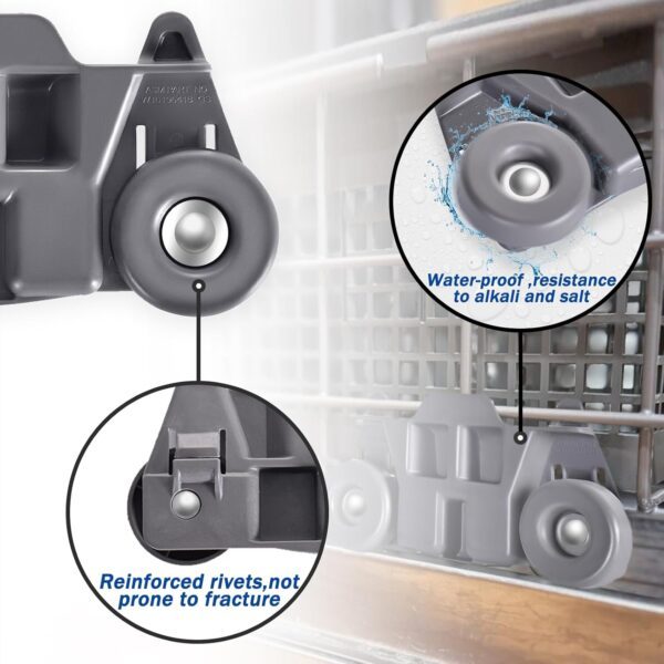 W10195416 KitchenAid Dishwasher Rack Wheels Compatible Whirlpool Maytag