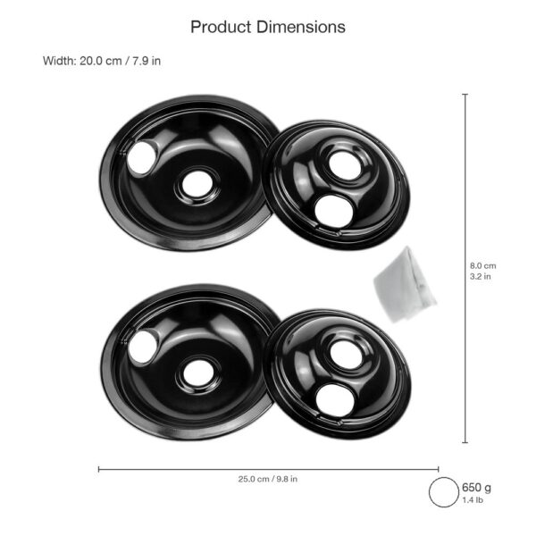 B0B7457P2R Drip Pan dimensions - 25.0 x 20.0 x 8.0 cm, weight 650 g